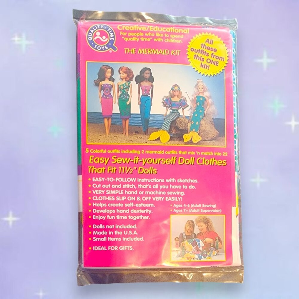 Vintage Sew It Yourself Mermaid Kit Doll Clothes Pattern 11.5” (Fits Barbie)